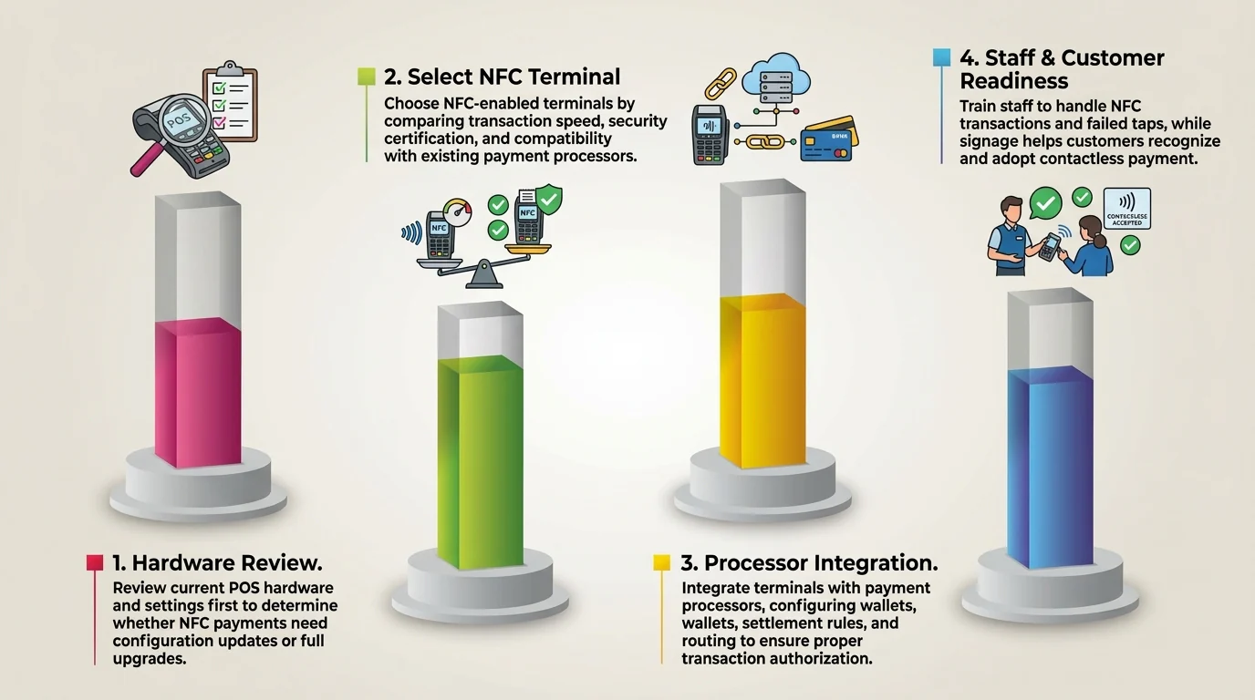 a four step infographic on adopting nfc