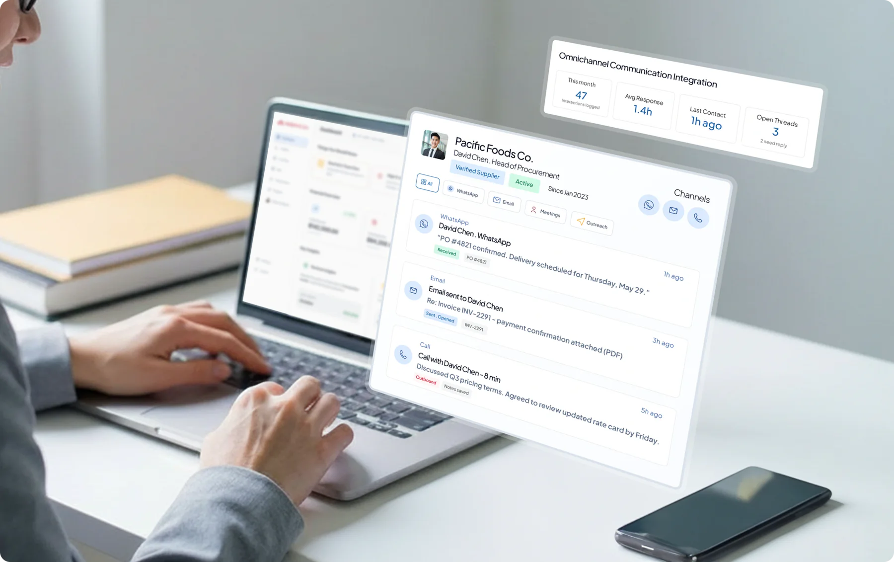 Tampilan modul Integrasi Komunikasi Multi-Channel pada sistem crm HashMicro