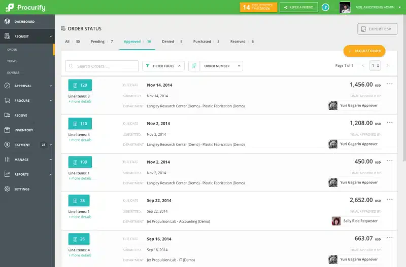 purchase order system procurify