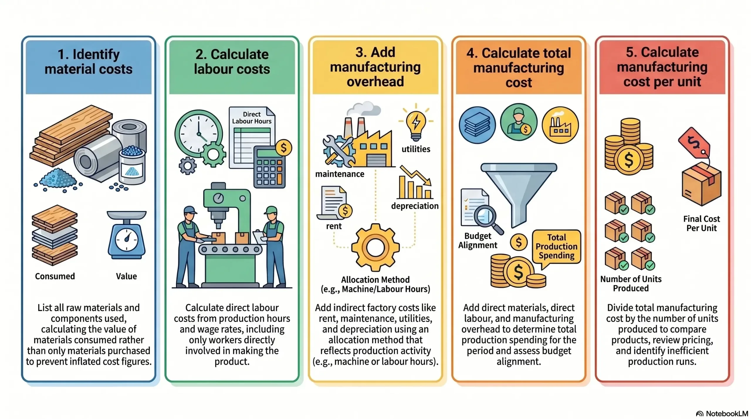 Manufacturing cost calculation process flow