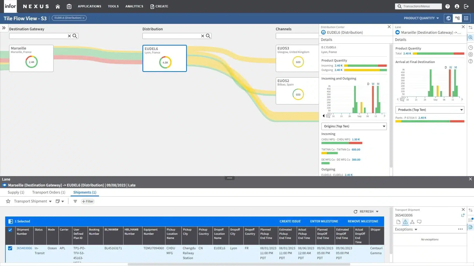 infor nexus logistics management solutions