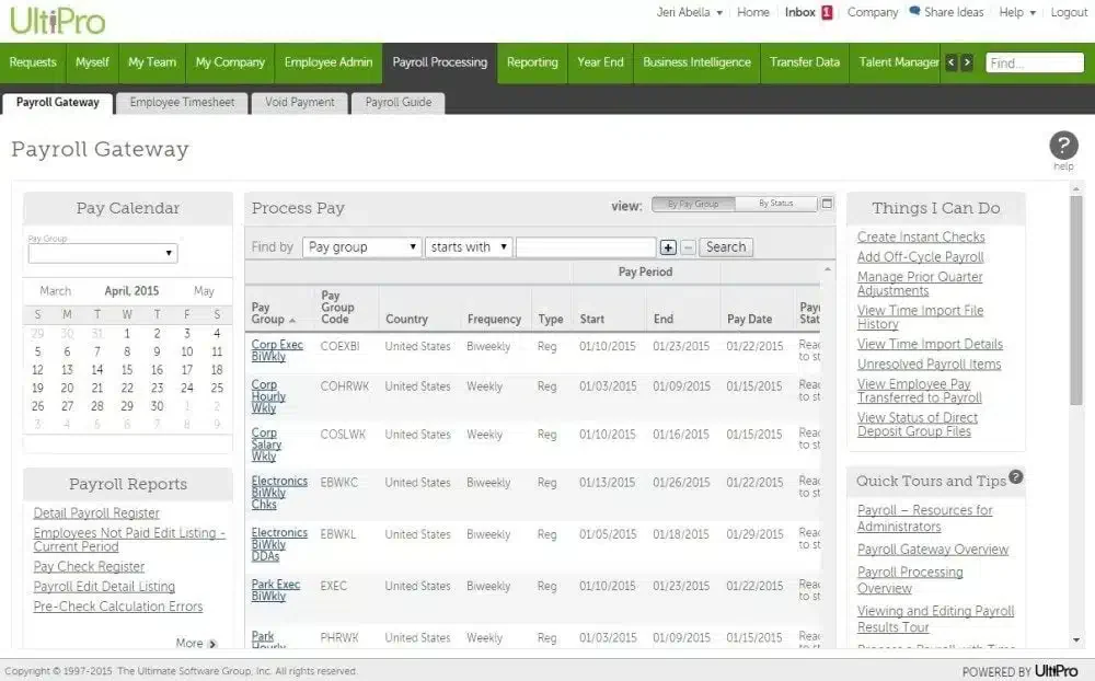 ultipro hris philippines dashboard
