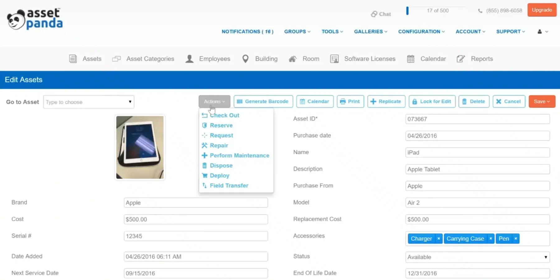 Asset Panda facilities management software