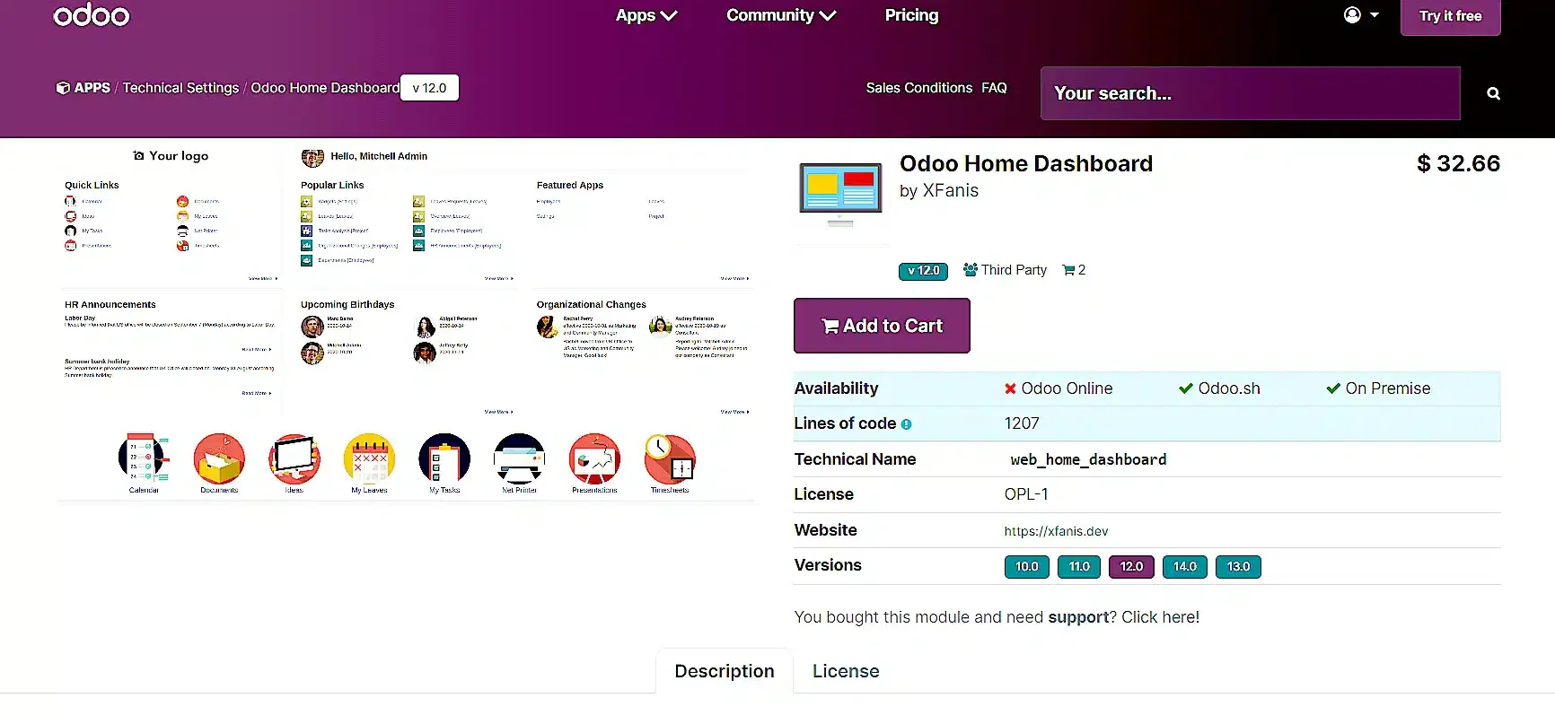 odoo dahshboard