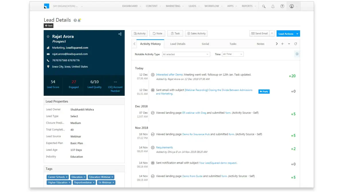 Leadsquared sales tracking software