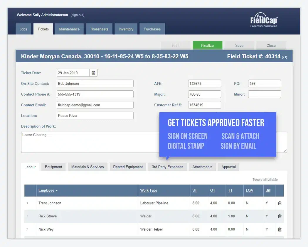 fieldcap dashboard