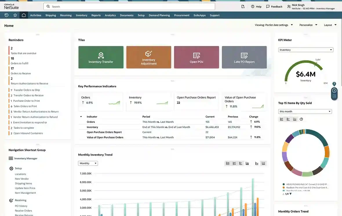 dashboard netsuite