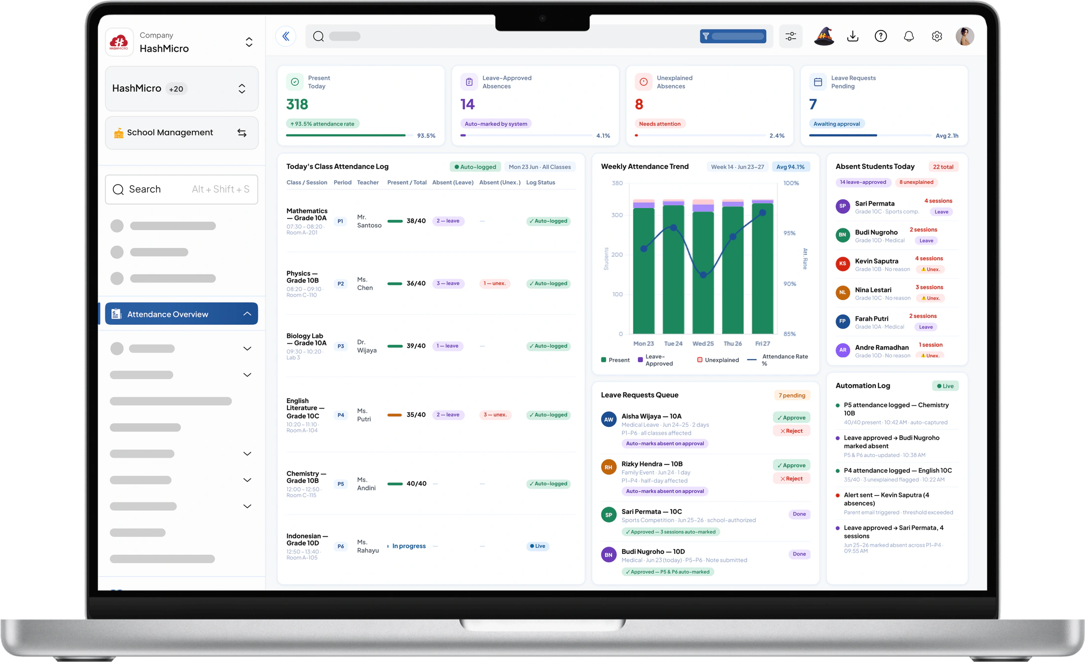 School Management Attendance and Leave Automation