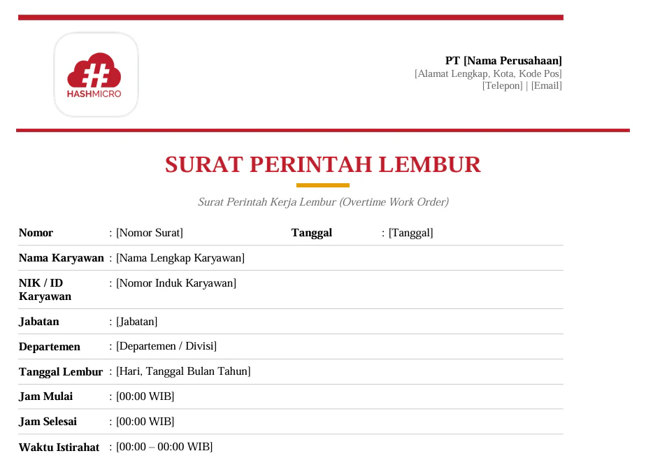 Template Surat Perintah Lembur