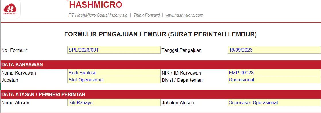 Template Form Lembur Karyawan