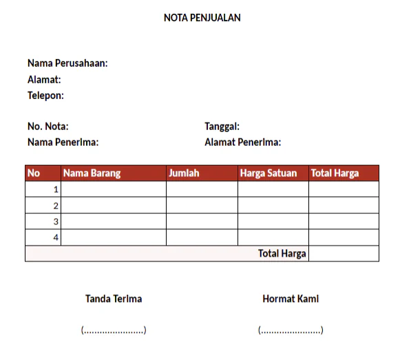 template nota penjualan