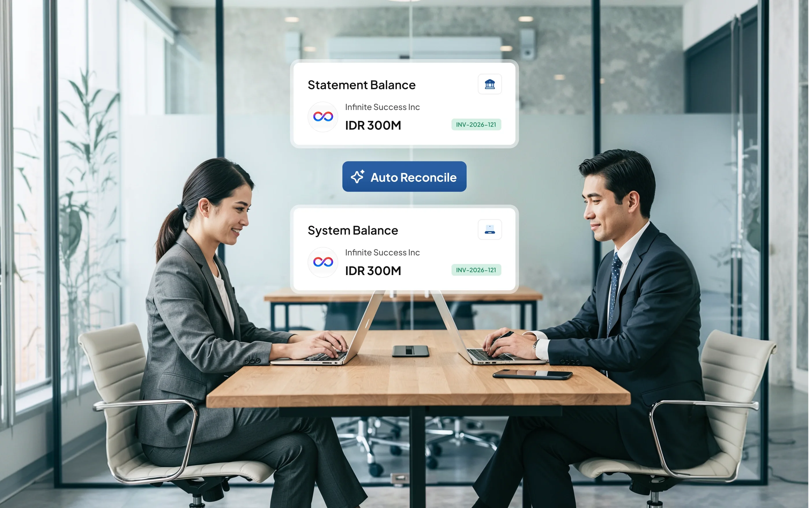 Tampilan modul Rekonsiliasi Otomatis pada sistem accounting HashMicro