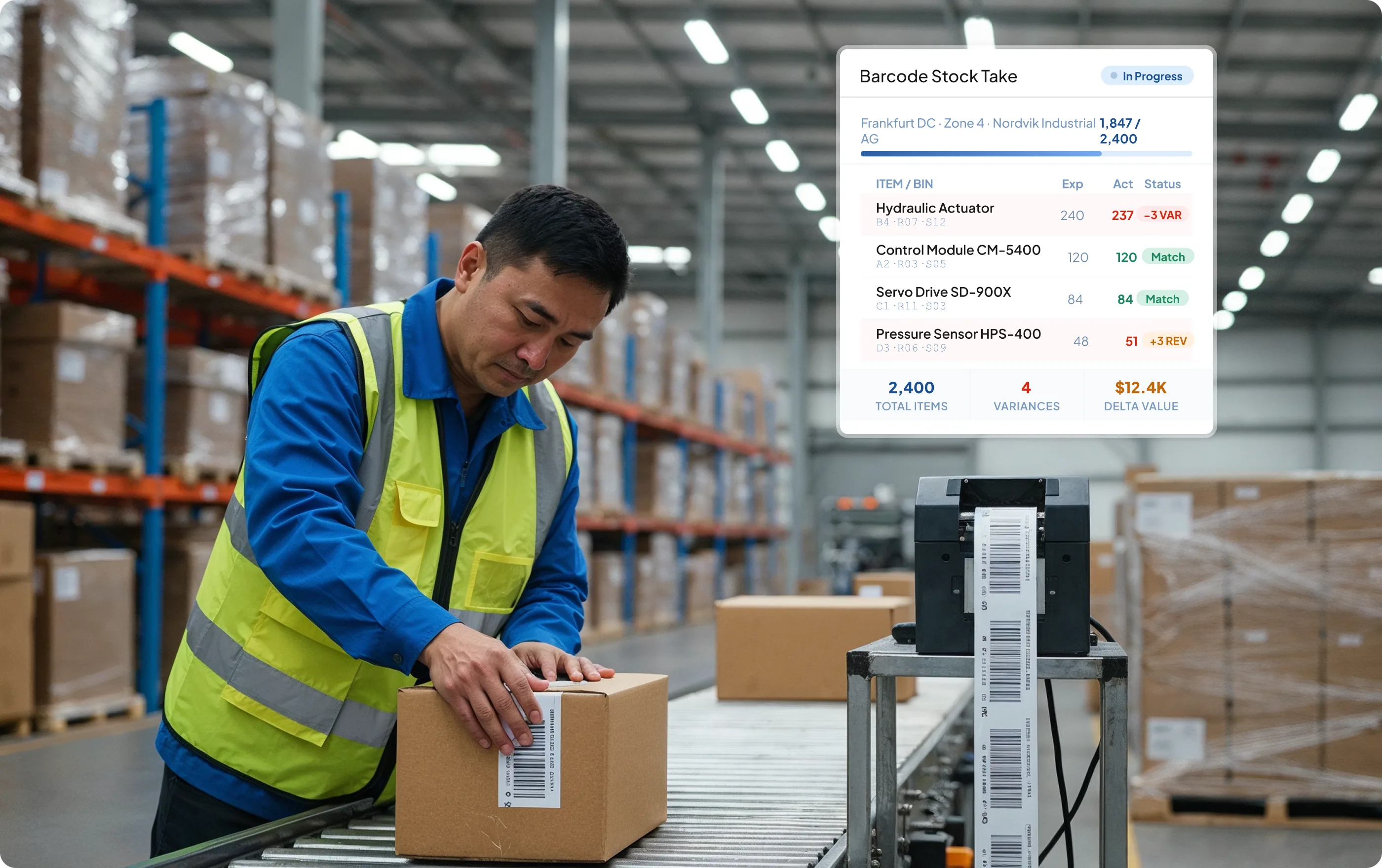 Tampilan barcode HashMicro untuk stock take dengan barcode