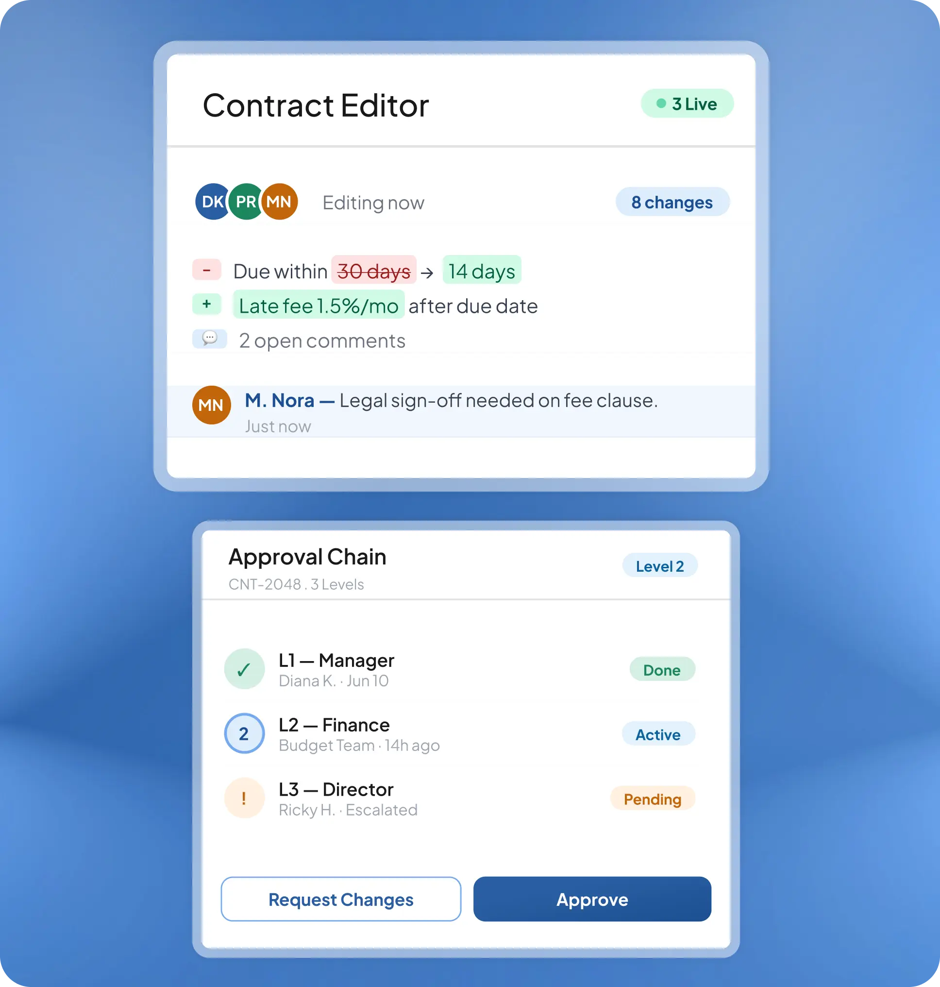 HashMicro contract management feature for collaboration and approval