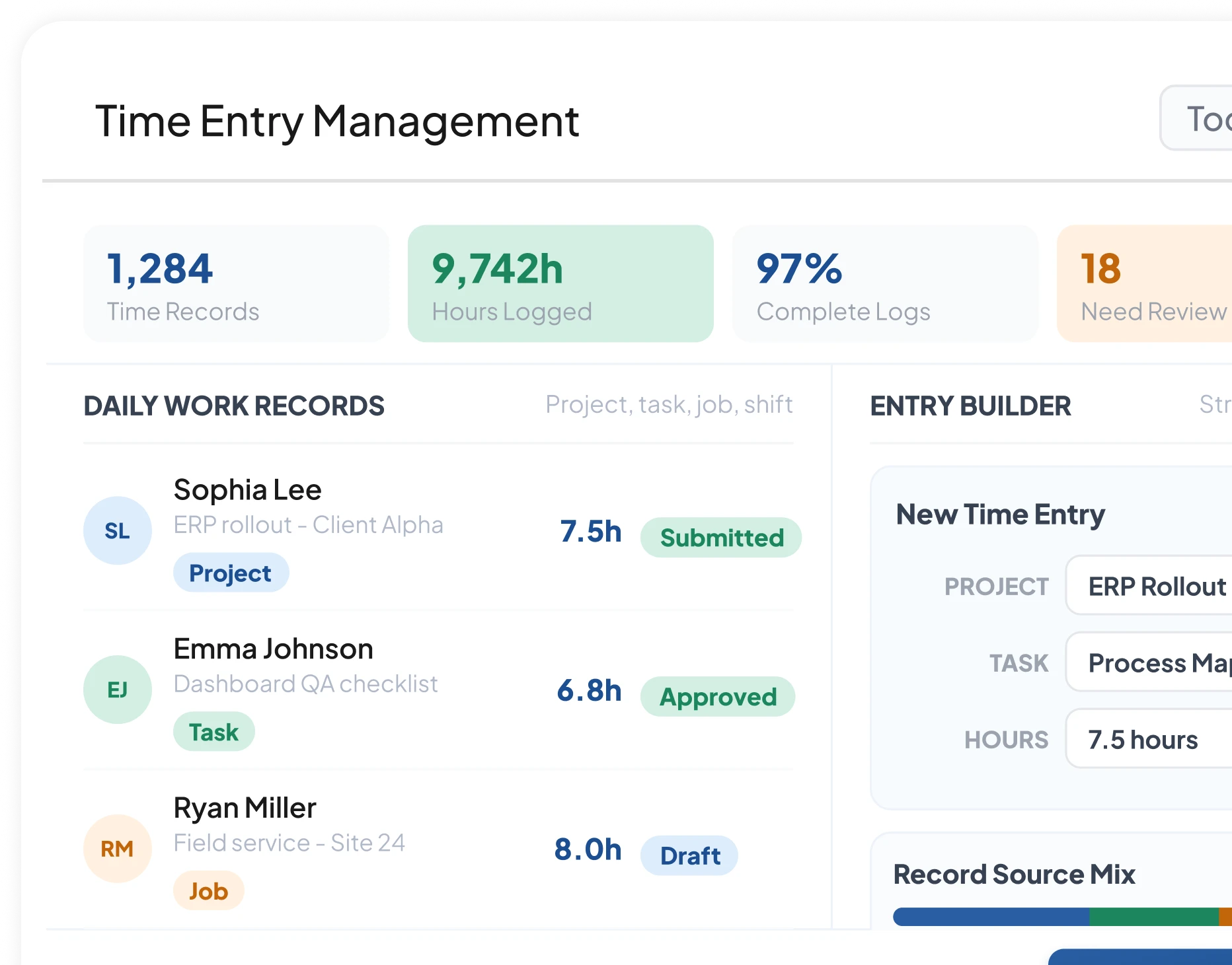 HashMicro timesheet software mockup