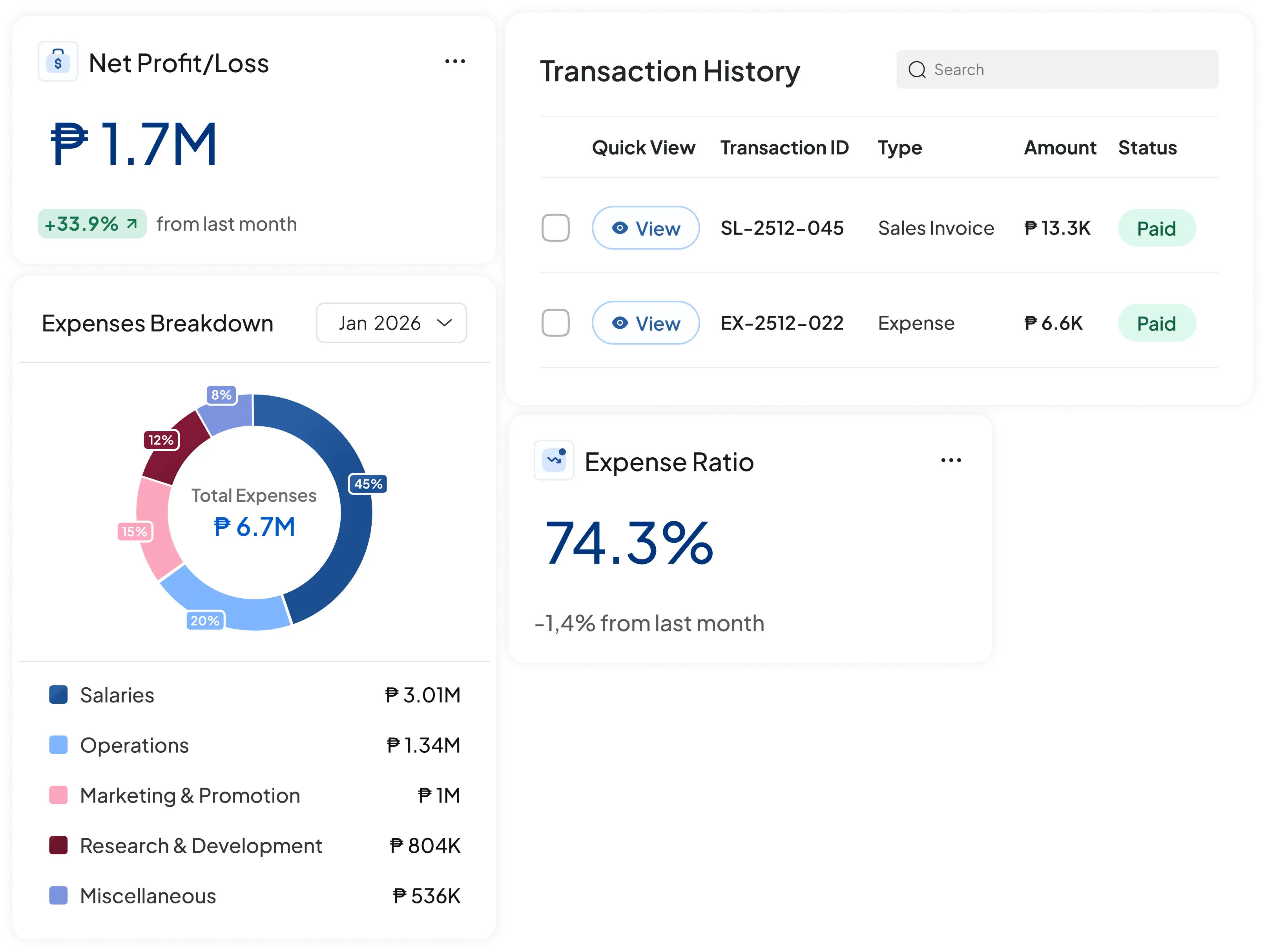 Invoice collection dashboard preview